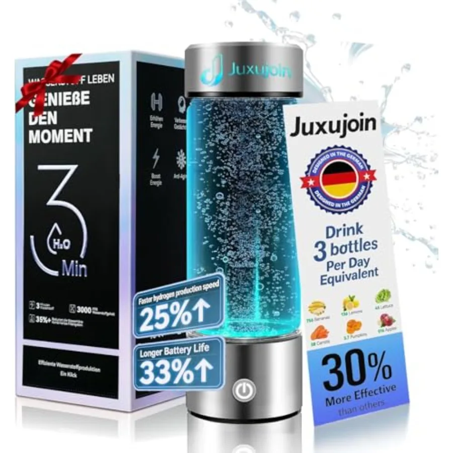 

New Upgrade Hydrogen Water Bottle Generator Industry TOP - 24-Hour Hydrogen Lock NO.1 Double Hydrogen Content 0 Chlorine and 0