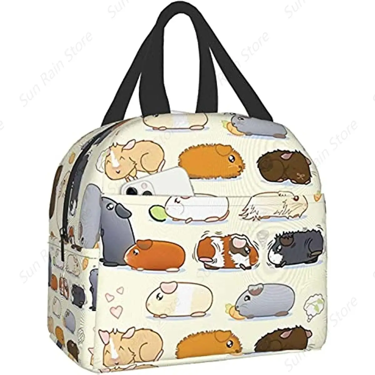 

Xuhua Guinea Pig Parade Lunch Bag Box Tote Insulation Reusable Lunch Bag Waterproof Zipper Hanging Bag Portable