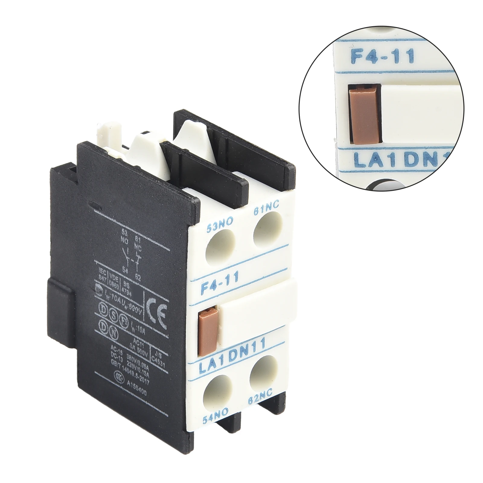 Auxiliary Contact Block Compatible with For CJX2 Features 10A Heating Current Easy Use Manual Reset Flame Retardant
