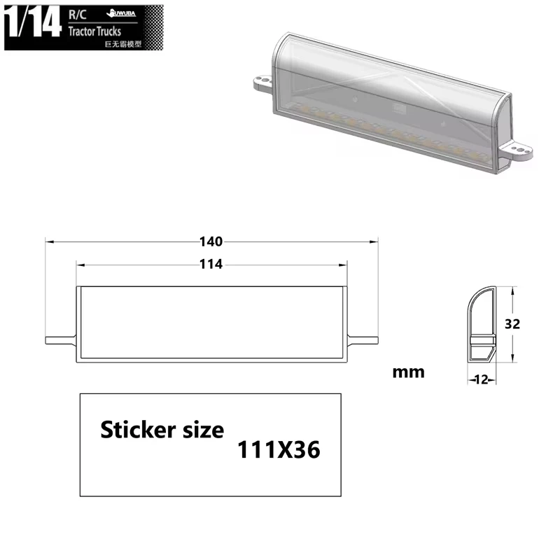 Lumière de visière de toit à LED pour camion RC, cati ons lumineux publicitaires, pièces pour benne Tamiya 1/14, R470, R620, R730, JUWUBA, accessoires de modèle RC