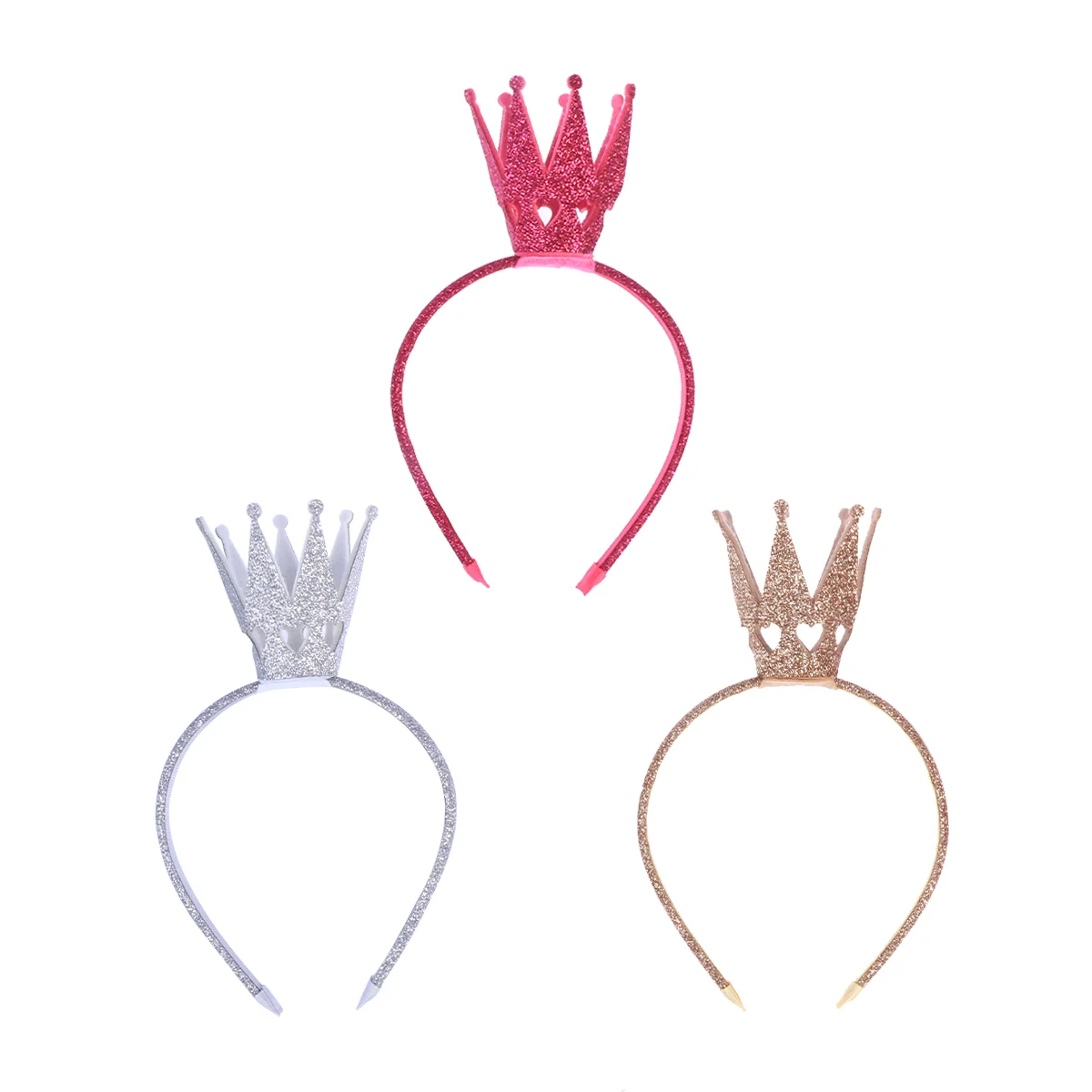 3 Pcs Crown Headband Stereo Glitter Hair Hair Loop Hair Clasp Hair Band Hair Accessories for Children(Gold + Silver )