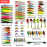 Kit de Señuelos de Pesca mixtos, cebo duro para pececillos, Wobblers, Crankbait biónico Artificial, cebo tipo lápiz, juego de aparejos de pesca