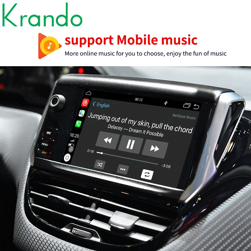 Krando Wireless CarPlay Interface Box For Peugeot C6 208 2008 308 3008 Boxter Citroen C3 C4 DS3 DS4 Jumpy BT Android Auto