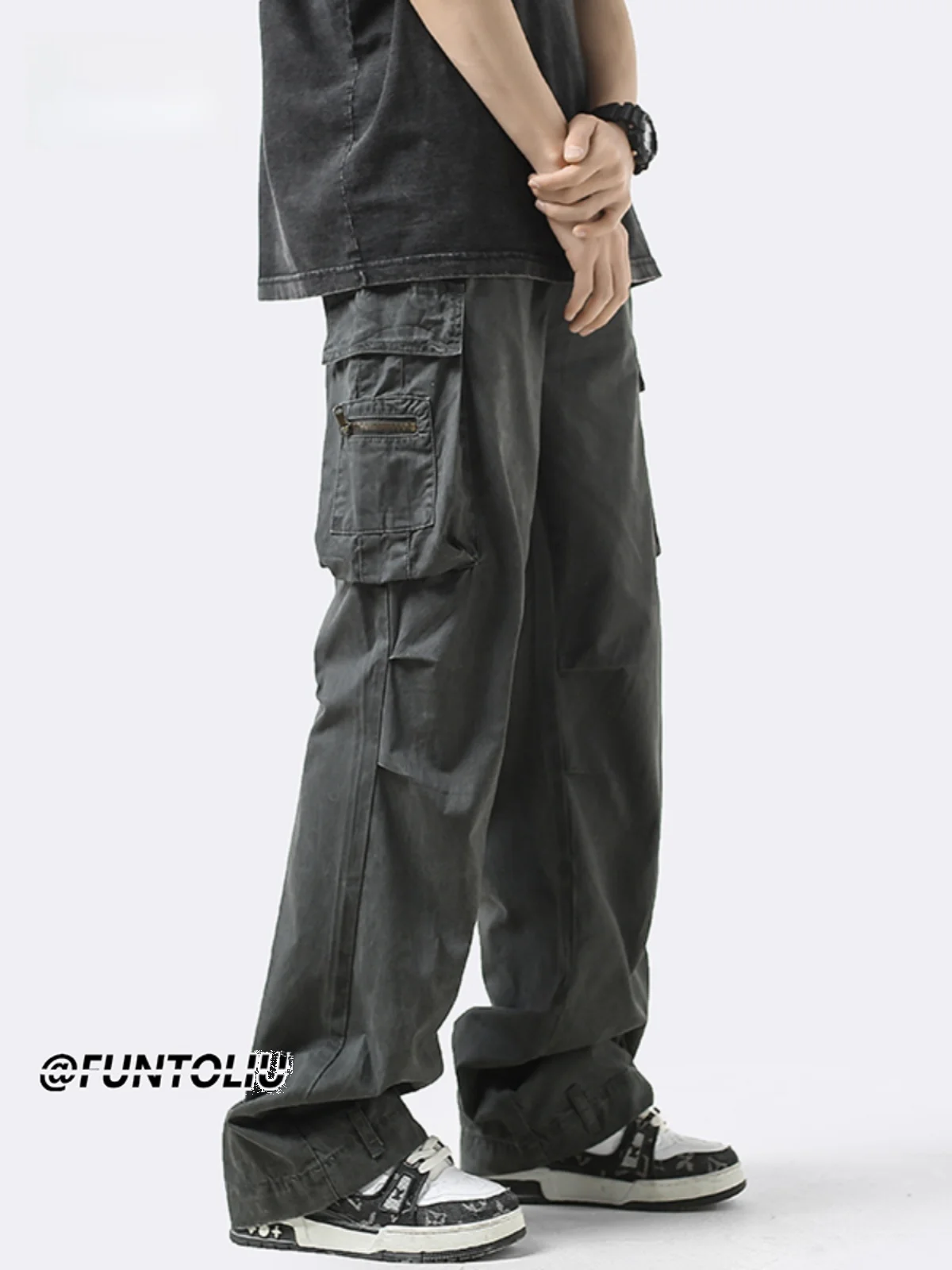 

WASSUP HSUBE Американские рабочие брюки из чистого хлопка, мужские осенне-зимние прямые широкие повседневные брюки в стиле ретро