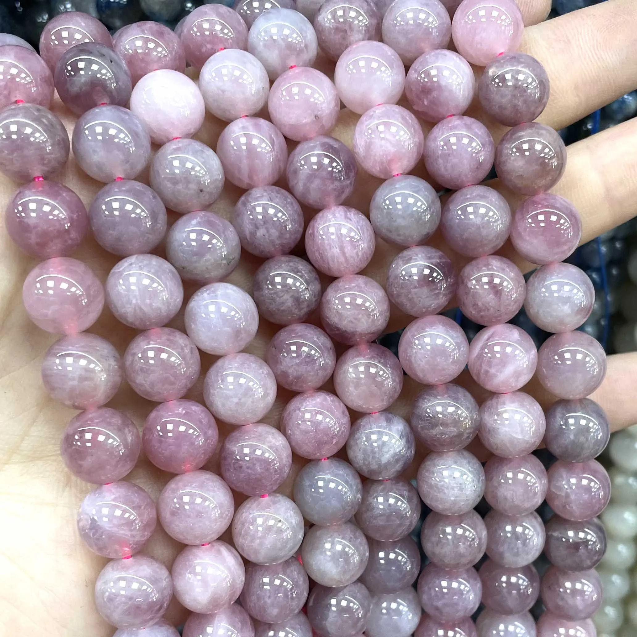 6/8/10MM Natural Stone Purple Rose Quartz Round Gemstone Spacer Beads For Jewelry Making DIY Bracelet Accessories 7.5\'\'inches