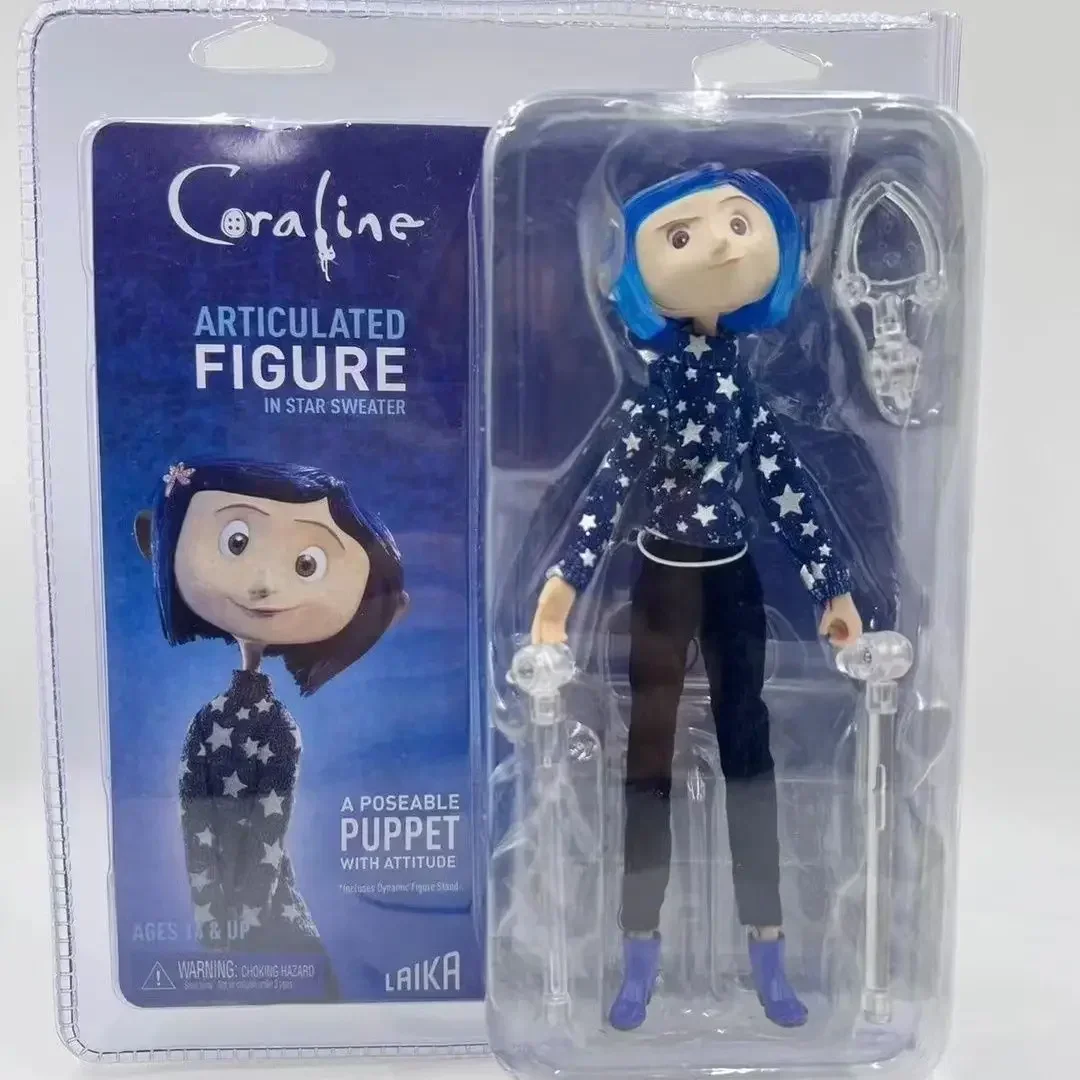 NECA Coraline Anime Figure Raincoat Pull, Chemise rayée, LA Girl Action Figurine, Statue Collection, Modèle Butter, Halloween ToyGift