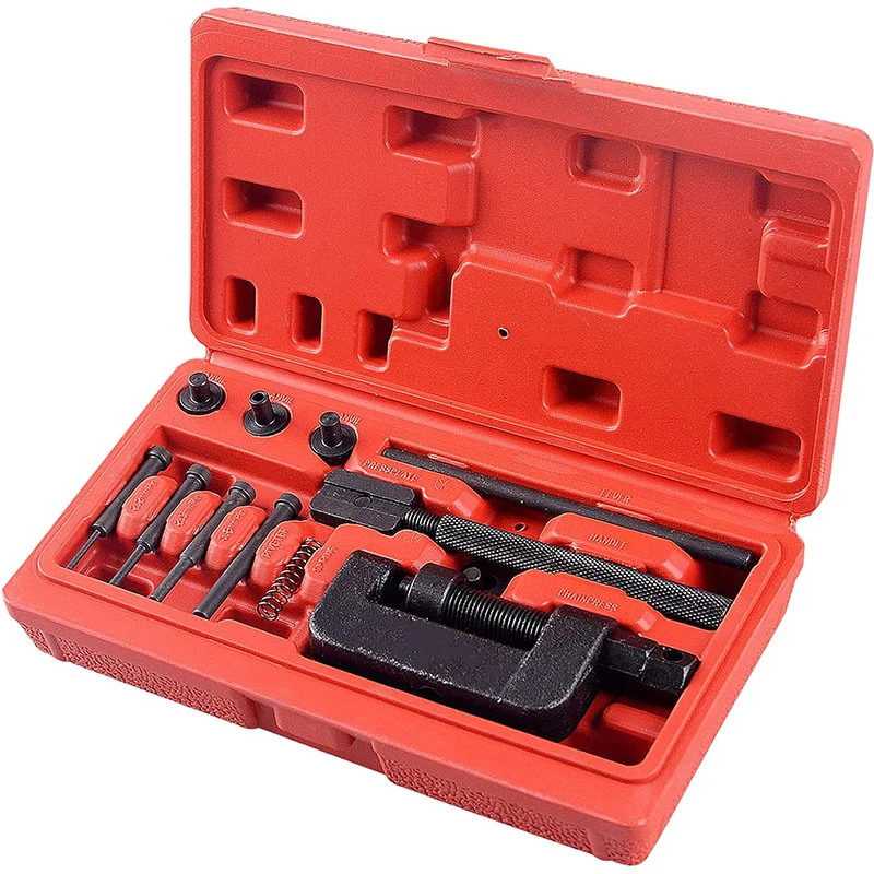 

13PCS Chain Repair Tool Set Motorcycle Chain Splitter Breaker Motorbike Mountainb Riveting Tool Heavy Duty Link O Ring Bicycle