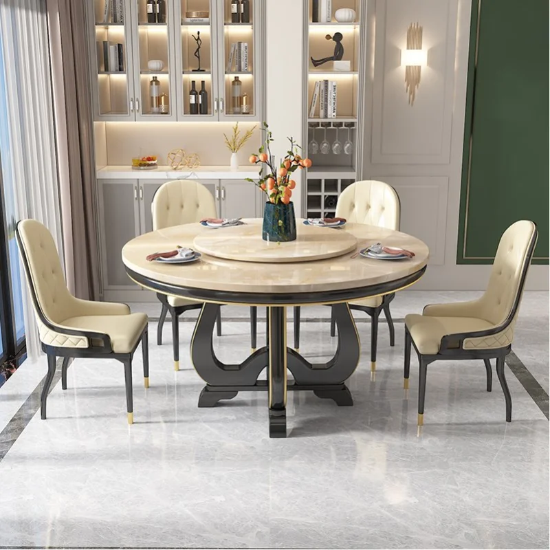 European Modern Dining Table Design Nordic High Marble Luxury Dining Table Round Sets Chairs Mesas De Restaurante Home Furniture