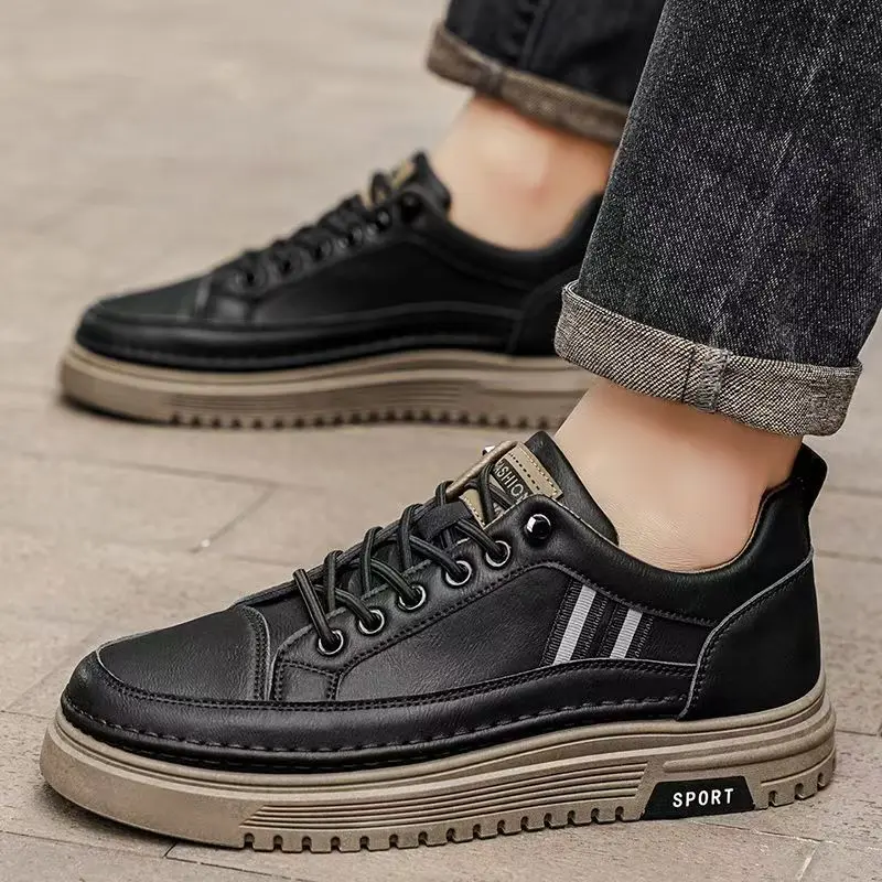 

Мужские низкие кожаные рабочие туфли на шнуровке, весна-осень, новые, водонепроницаемые, легкие, с мягкой подошвой, повседневные, для вождения