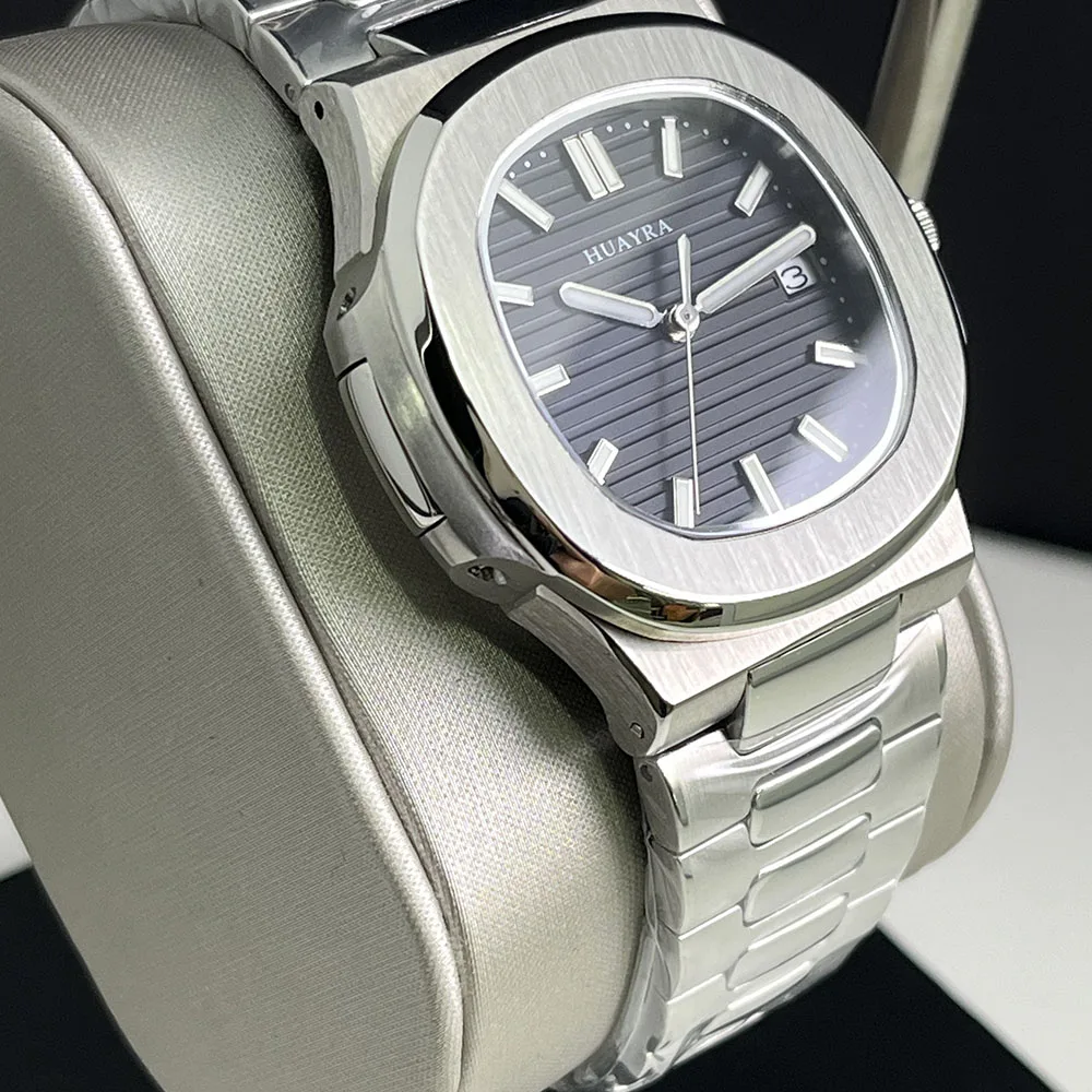 Men's 42mm best-selling watch NH35 automatic watch Japanese mechanical watch black dial waterproof watch bow buckle image 5