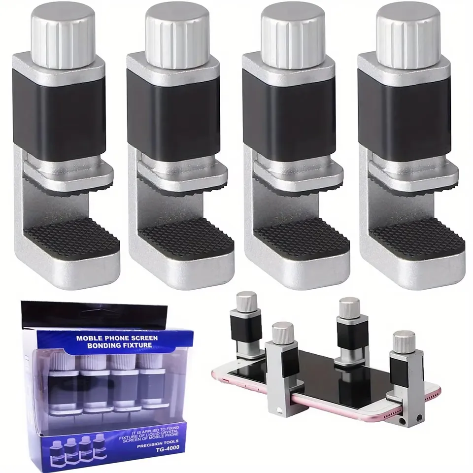 4 pinzas de reparación para pantallas, ajustables y de fijación rápida, para reemplazo de pantallas LCD 2