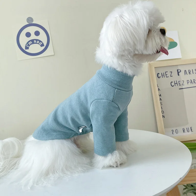 Winter Warm Dog Clothes Solid Color Bottoming Shirt Thin Section Than Bear Pullover Puppy Home Clothes Two-legged  Clothes