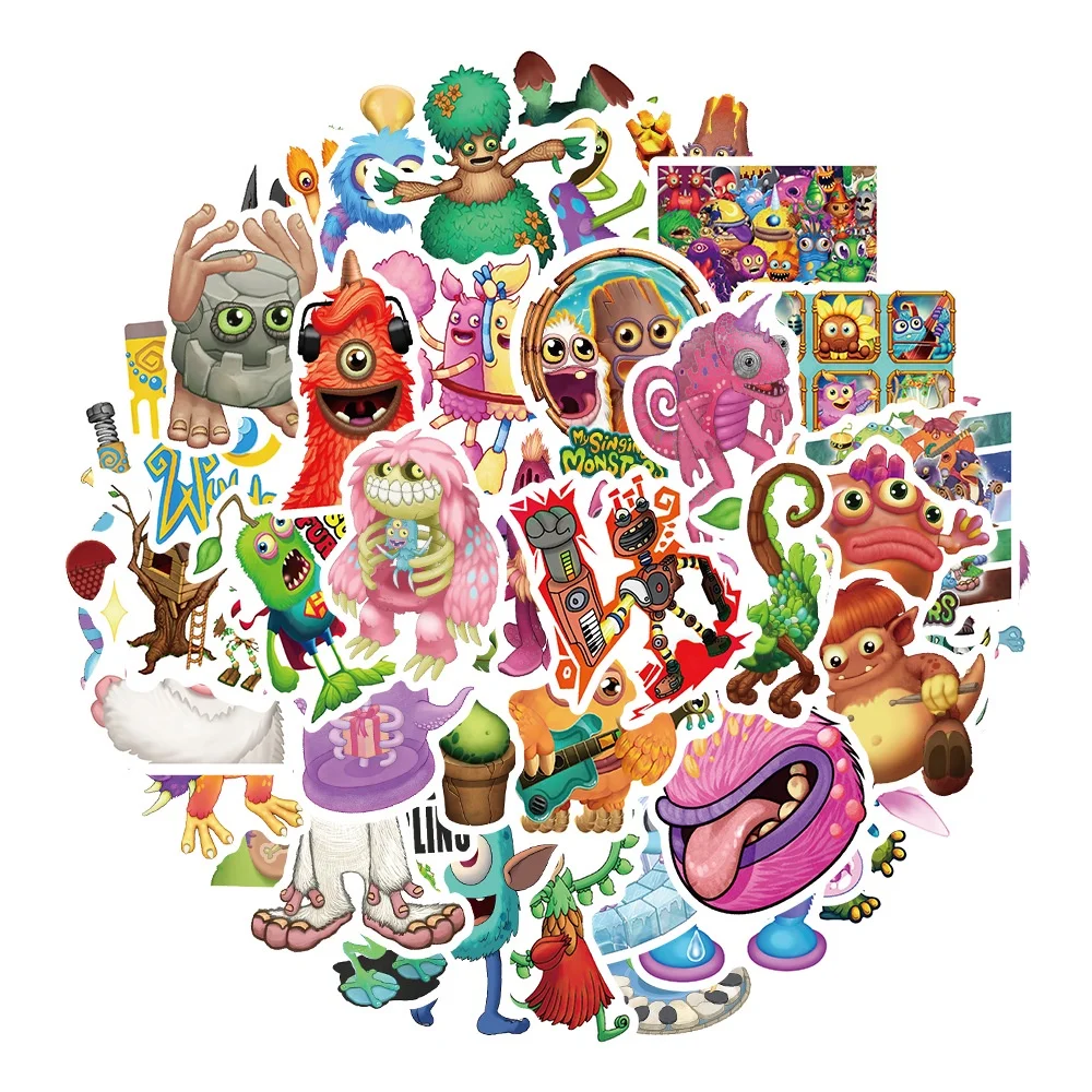 50PCS Game My Singing Monster Waterproof Graffiti Stickers for Hand Account Pencil Case Decals Golden Memory Stickers Store