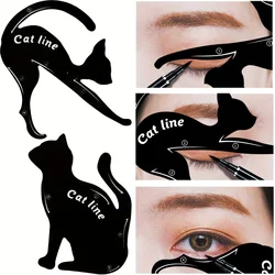 2 in 1 Cat Shape Eyeliner Stencil Smokey Eyeshadow Applicator Eyeliner Assist Eye Makeup Tool Kit Quick Makeup Stencil