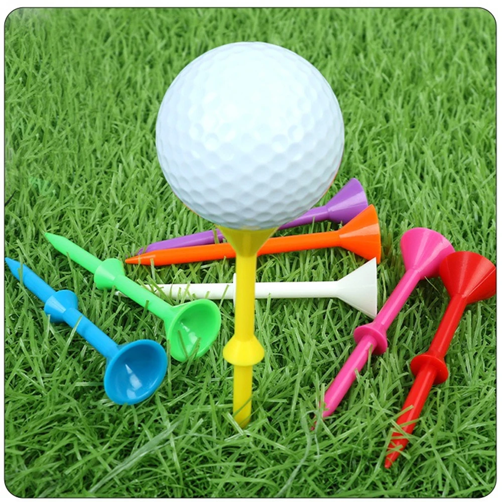 

100 Pcs/set Golf Tees, Plastic Golf Ball Holder 83mm, Big Cup TEE 3 1/4 Inch, Reduce Friction, Mixed Colors Random Delivery