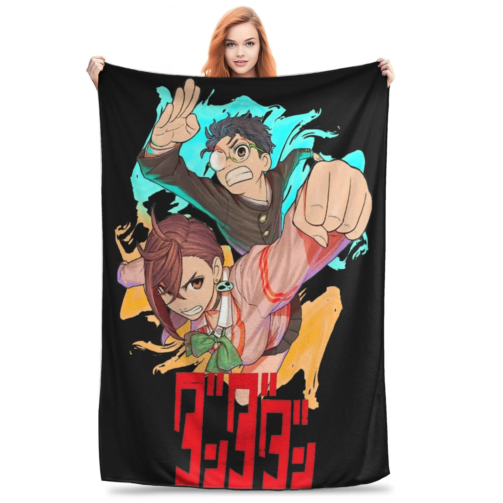 Dandadan Okarun and Ayase  Printed Blanket For Men Women Warm Cozy Fluffy Funny Manga Throw Blankets for Living Room Multi-size