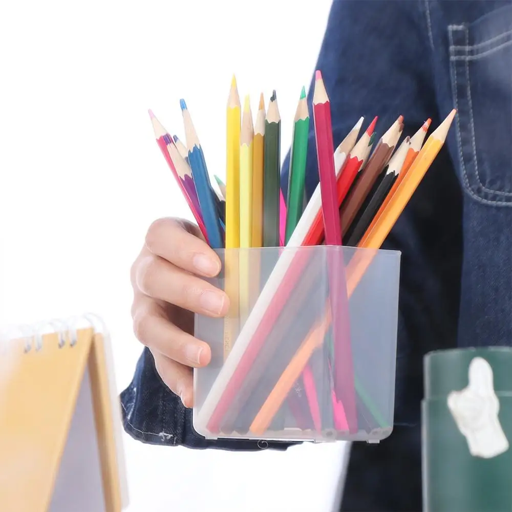 Transparent Wall Mount Pen Pencil Holder Multifunction Large Capacity Pencil Storage Box Pen Stand Self-adhesive