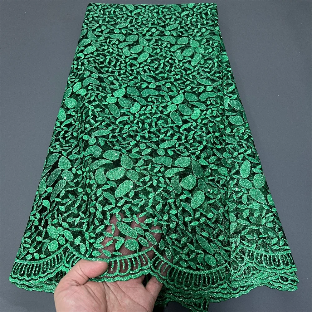 

African Nigerian Sequins Sewing Net Cloth,Tulle Lace Fabric, Prom Dresses Beads,Embroidery, High Quality, 5Yad , ZJ051/043, 2025