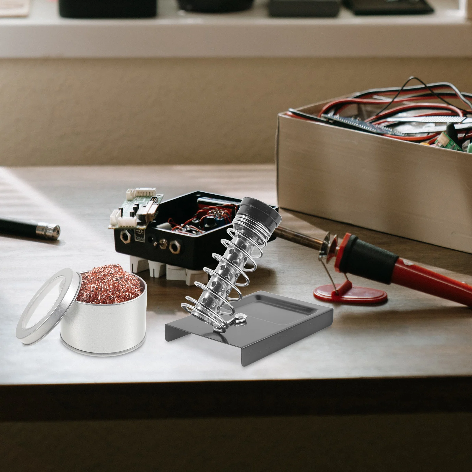 

1Set Soldering Iron Stand Holder Stable Placement Solder Tip Cleaner Professional Soldering Accessories Coil Tip Cleaner Kit