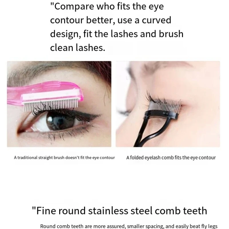 Eyelash Comb Metal Teeth Straight Eyelash Curler Beauty Makeup Stainless Eyelash Brush Comb Mascara Curl Makeup Tool