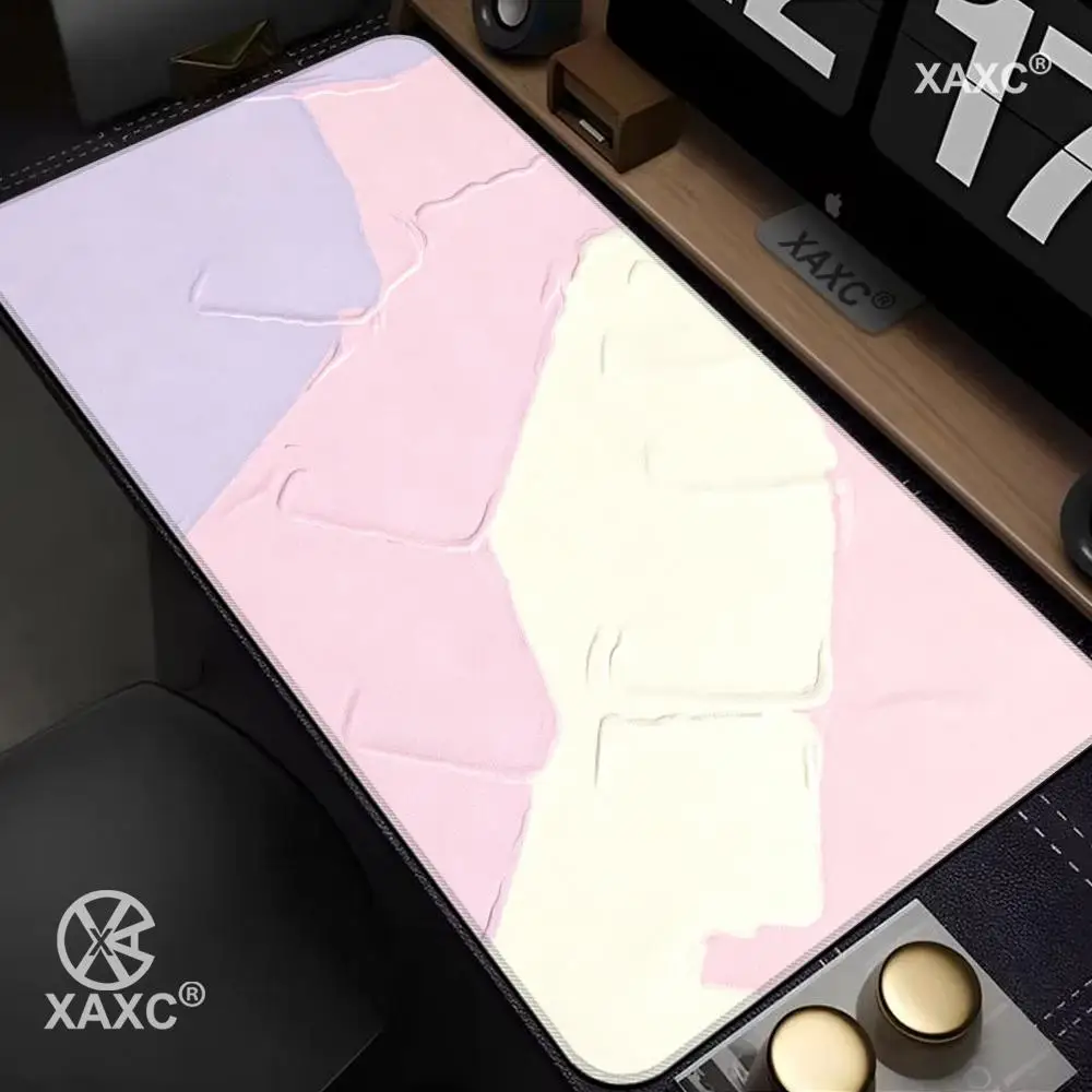 

Pink Color Block Splicing Design Gamer HYBXXC Mouse Pad Large Mouse Mat Natural Rubber Desk Rug PC Desk Mats Design Mousepads