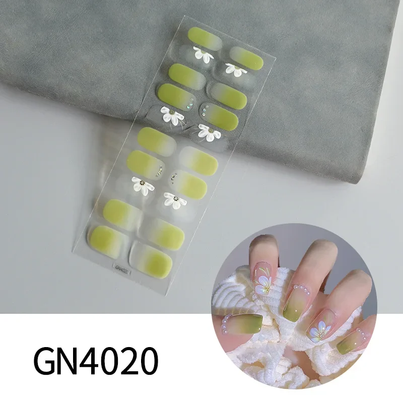 Fashion French Gel Nail Art Slider Manicure Decor Waterproof Long Lasting Full Cover Baking-free Solid Color Nail Art Stickers