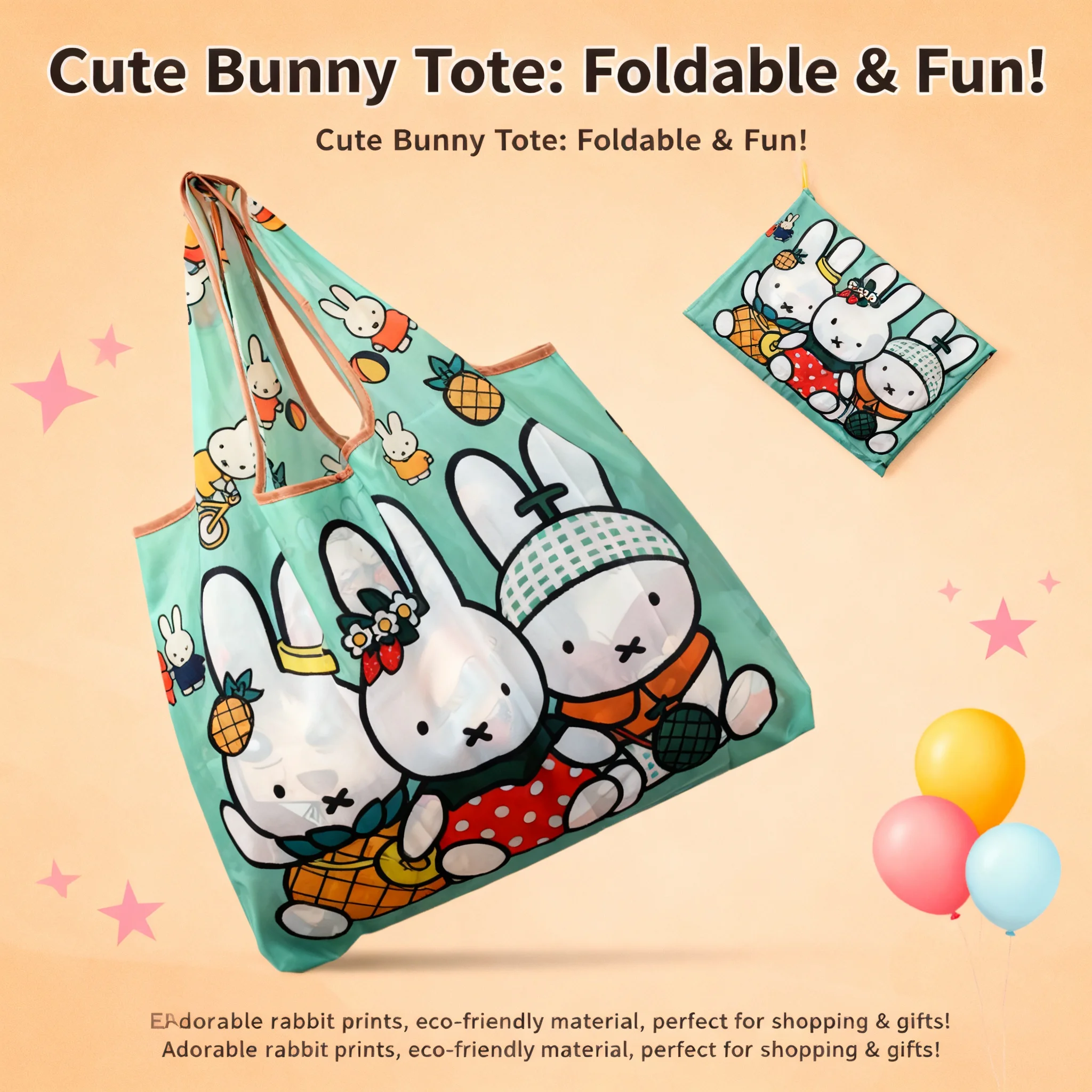 

Japan Korea Cartoon Foldable Large Eco Friendly Shopping Bag Lightweight Market Grocery Tote Shoulder Bag