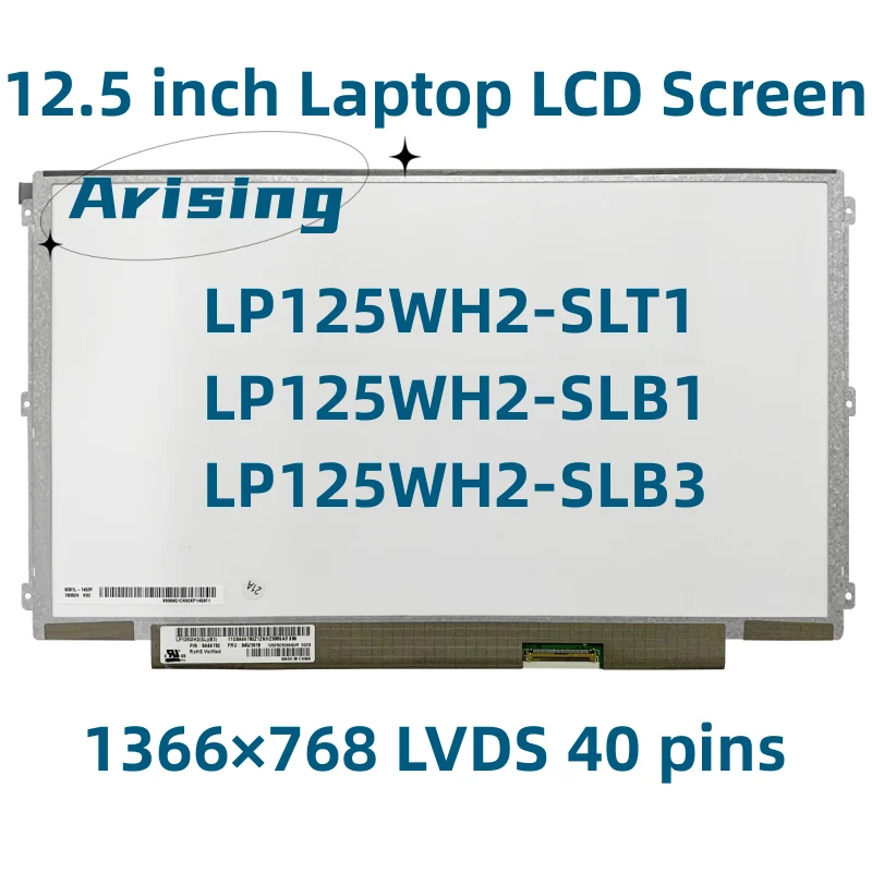Painel de Tela Led Lcd para Laptop Lp125wh2 Slt1 Lp125wh2-slt1 Slb1laptop Ips Lvds 40pin 1366×768 Matriz de Exibição Original