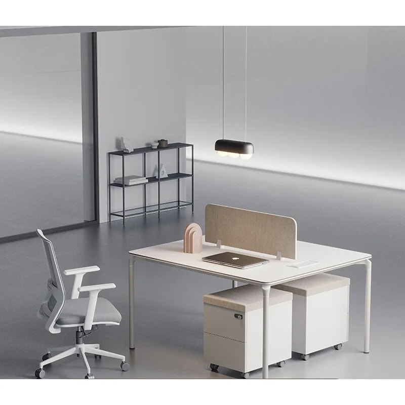 Company 4 manual desks, simple white double face-to-face staff, card seat, four-person desk
