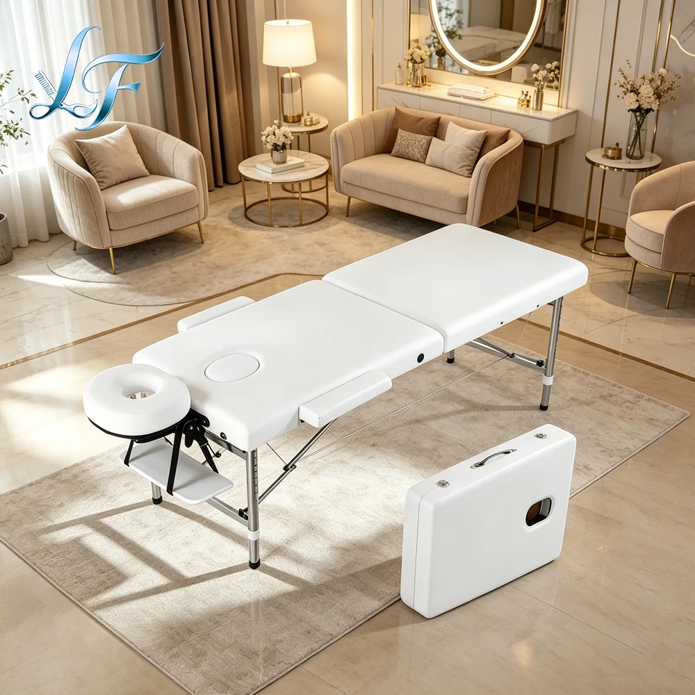 Portable Folding Massage Table Adjustable Lightweight Aluminum Esthetician Bed Custom Tattoo Chair For Professional Beauty Salon