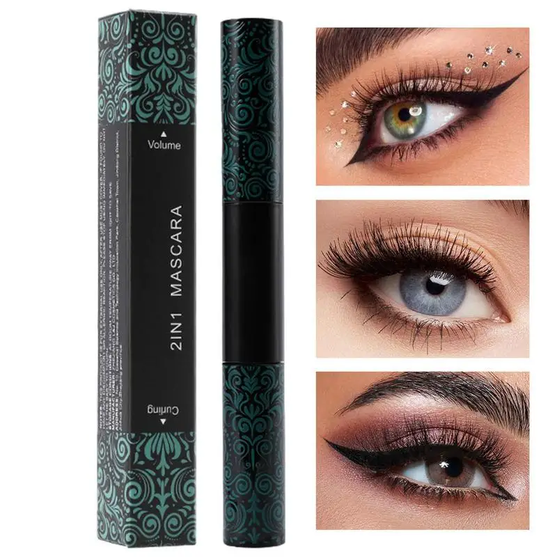 New Mascara Waterproof Moisturize Lasting 2 in 1 Eye Makeup Slender Curly Thick Eyelash Fashion Black Mascara