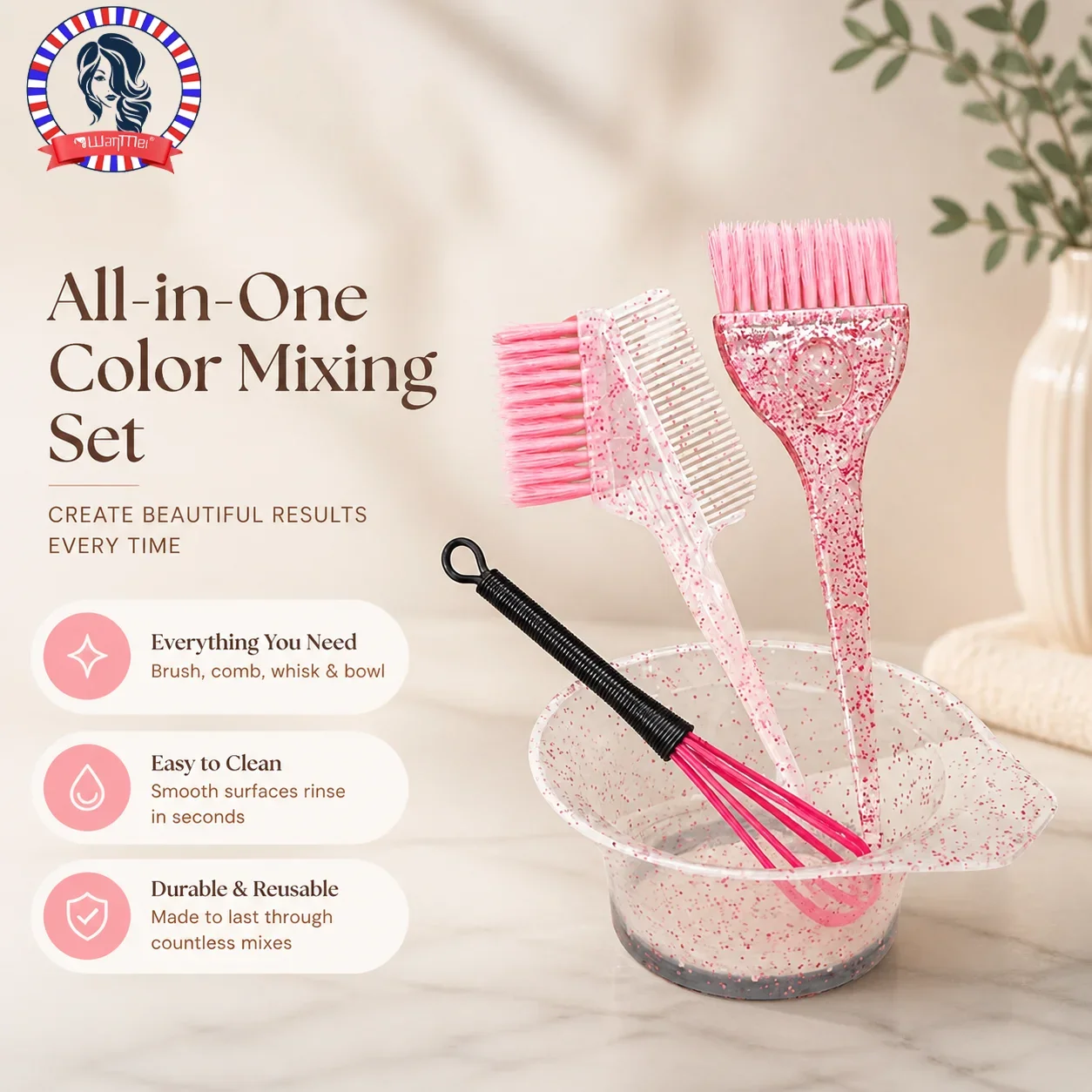 4pcs Hair Styling And Highlight Dyeing Set Sparkling Hair Dyeing Comb Oil Dyeing Brush Single Sided Soft Hair Pearl Dyeing Brush