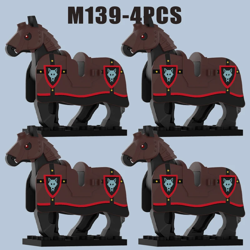 Mittelalterliche Burg Militär Warhorse Serie Bausteine Soldat Figuren Montieren Sattel Ritter Zubehör Wildschwein Ziegel Spielzeug