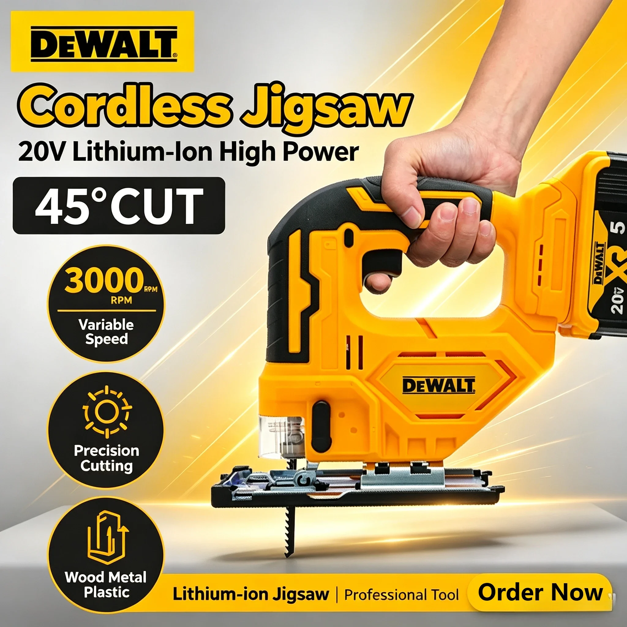 Dewalt 3000RPM Brushless Curve Saw 20V Cordless Electric Jig Saw Portable Multifunction Adjustable Woodworking Power Tool