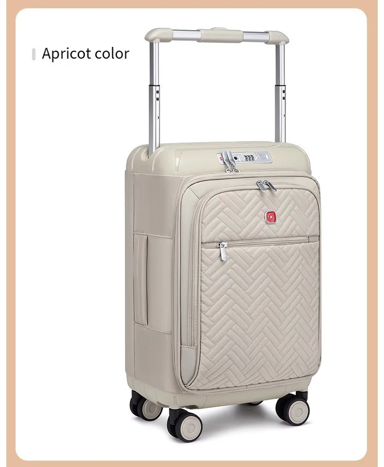 

Buck knife pull suitcase with front opening, Oxford fabric, unisex luggage, wide handle, PC 20-inch travel carry-on bag, lightwe