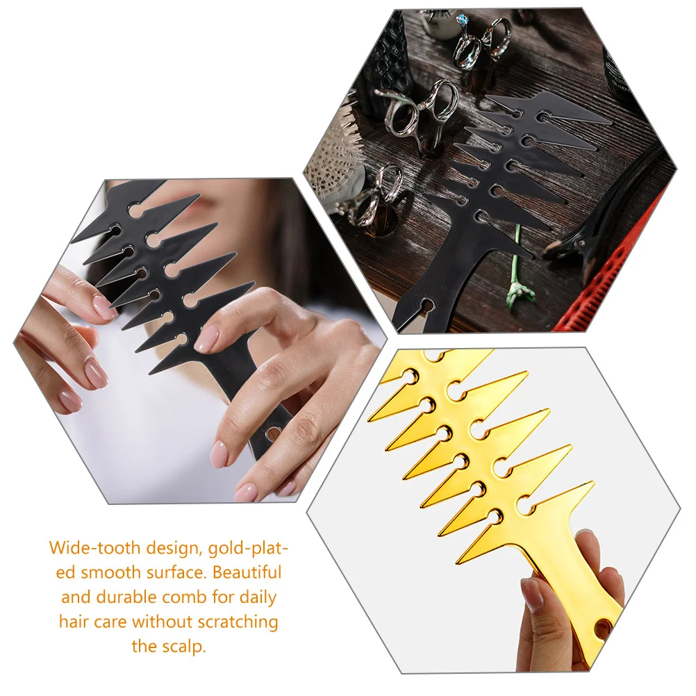 

2Pcs Retro Oil Hair Comb Premium Wide Tooth Plated Smooth Surface for Scalp Massage Styling Comb for Men Portable