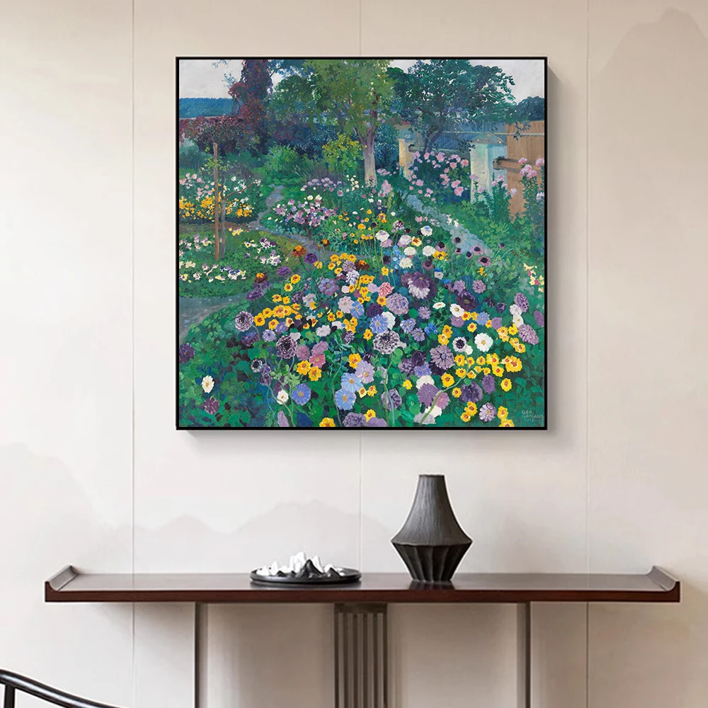 Canvas Print Painting, Garden Landscape Pattern, Modern Literary Style, Living Room And Dining Room Entrance Table Decoration