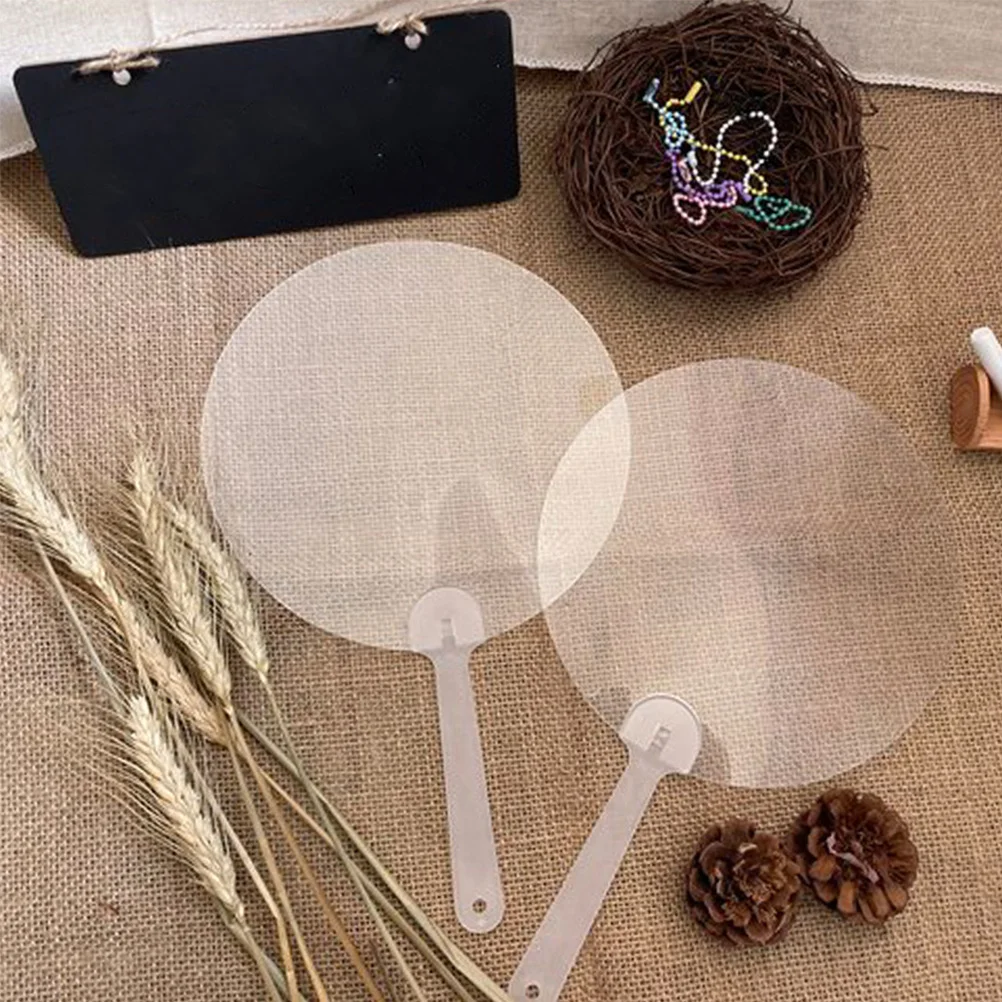 

8pcs Blank Pvc Handheld Fans For Diy Painting Graffiti Craft Portable Lightweight Round Fan Japanese Style Retro Decorative Fan