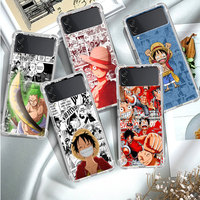 Hot Anime One -Piece Luxury Case For Samsung Galaxy Z Flip 4 3 5G Funda Z Flip 5 Clear PC Hard Shockproof Back Phone Coque