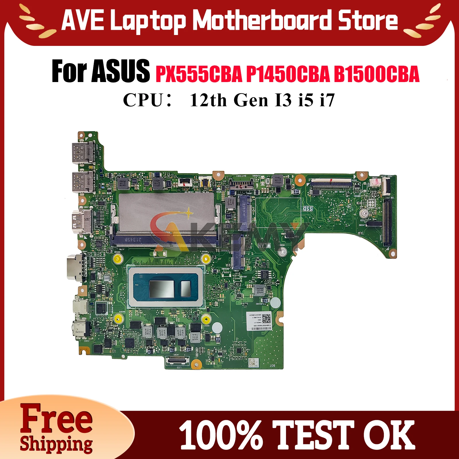 

B1500CBA Материнская плата для ноутбука ASUS ExpertBook P1450CBA PX555CBA B1500CB B1500CCBA Материнская плата для ноутбука с 12-го поколения I3 i5 i7