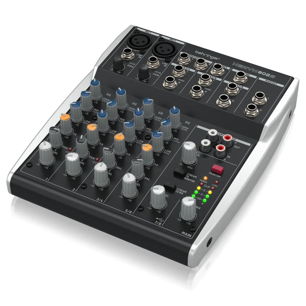 BEHRINGER XENYX 802S 8-Input Mixer ultra-low noise analog mixer for streaming,podcasting and recording for warm,musical sound