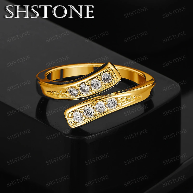 

Noble Luxury 18k Gold AAA Zircon Geometric Ring Lady Party Engagement Wedding Fashion Classic Charm Jewelry Gift Wholesale