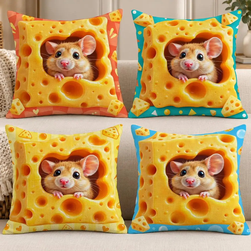 Art Aesthetic Decor C-Cheese mouse Cushion Cover Soft Short Plush throw pillow Sofa Bedroom Den Car Dorm Decor Gifts