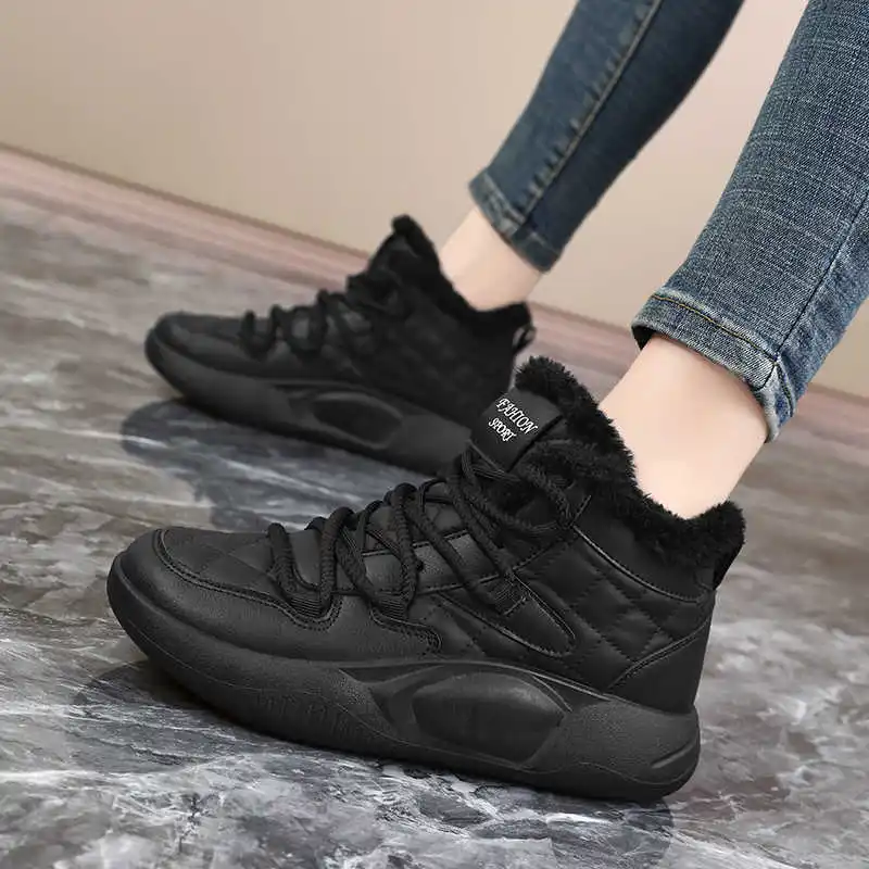 High-top Fur Lined Spring Shoes Woman Woven White Trainers For Women Luxury Sneakers Sport Athletics Runings Leisure view 5