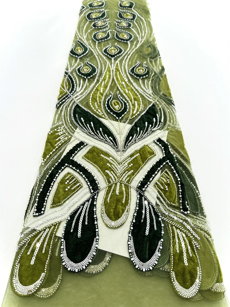 2025년 고품질 여성 파티용 아프리카 벨벳 레이스 원단, 나이지리아 프랑스 자수 레이스 웨딩 소재