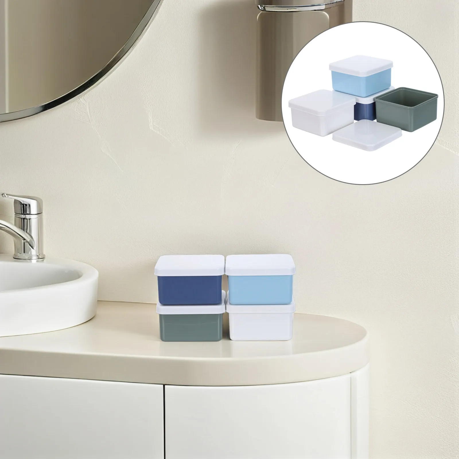 

4Pcs Plastic Soap Box Holder - 150Ml 3.34x3.34inch Leakproof Square Travel Soap Container for Bathroom Gym Camping Vacation Home