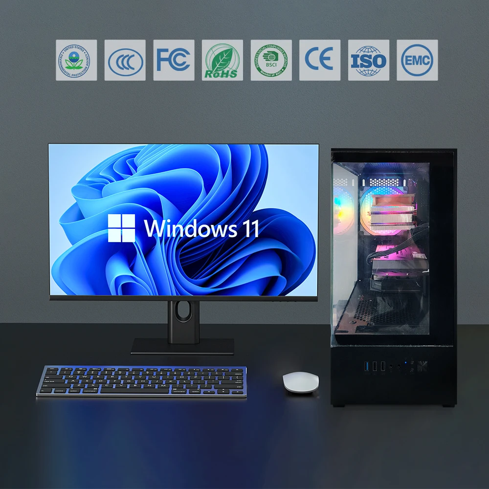 Meegopad كمبيوتر مكتبي للألعاب I9 13900K 64GB DDR5 RTX 4090 4060 GTX1660 2TB SSD 4TB HDD RGB تبريد سائل WiFi 6E للألعاب #4