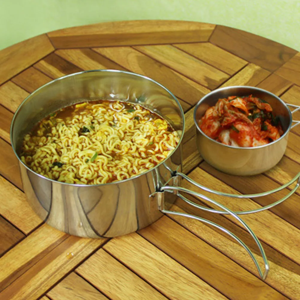 

1 Set Multi-Functional Outdoor Cookware Stainless Steel Camping Pot Long Handle Cooking Supplies
