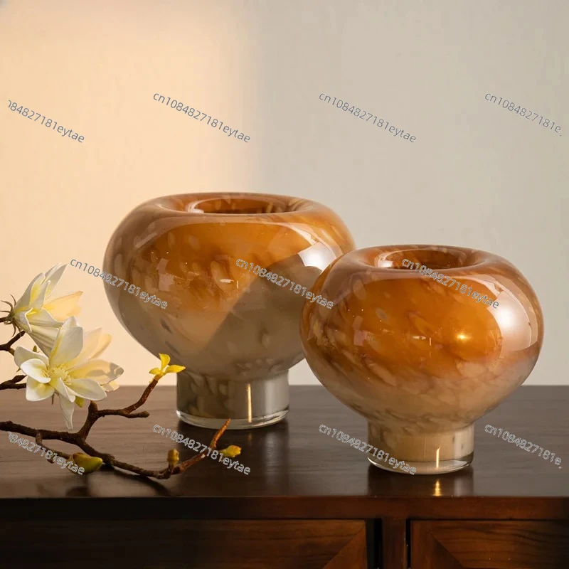 Colored Gradient Glass Vase, Circular Plant Pot, Aesthetic Table & Room Decor, Floral Arrangement