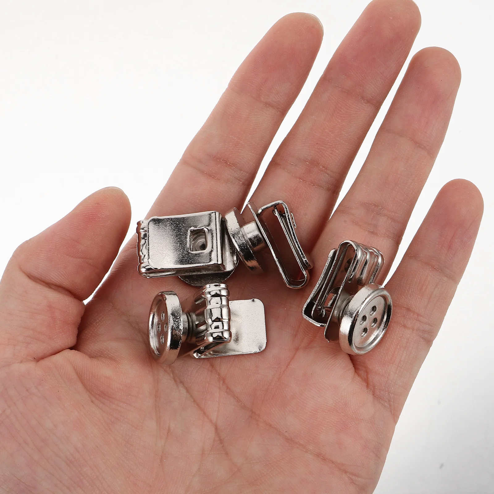 

8Pcs Metal Suspenders Buttons No Sew White Snap Movable Clips Replacement Adjustable Pants Jeans Button Repair Casual Wear